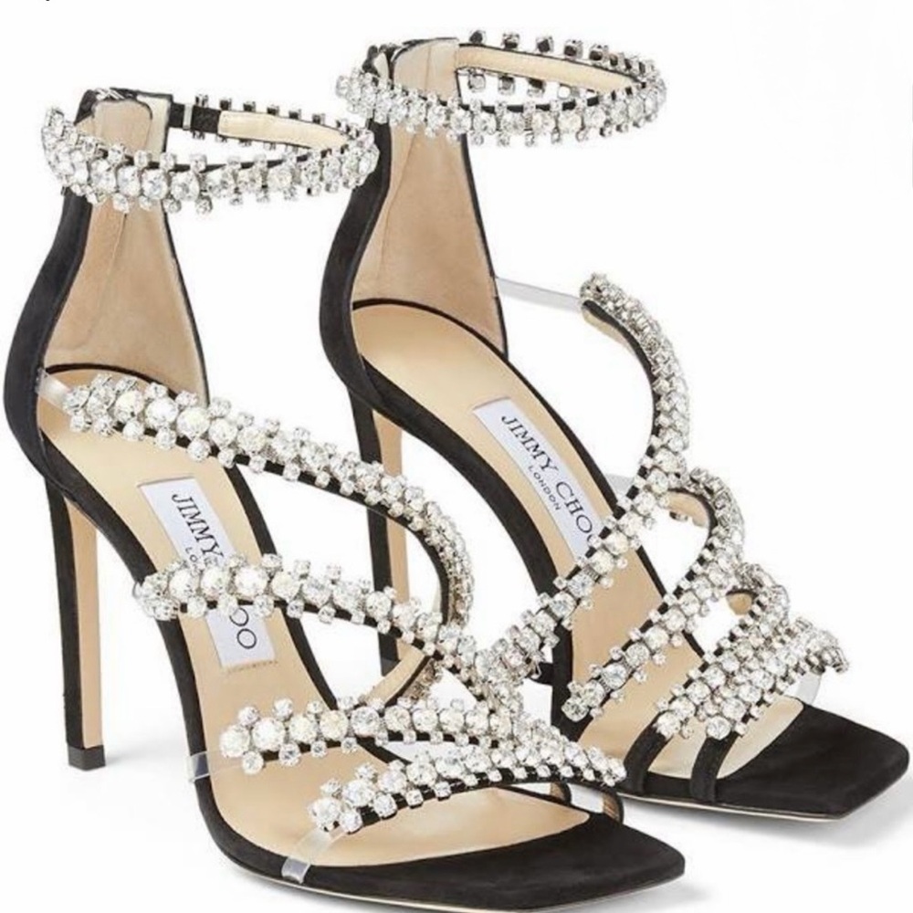 Jimmy Choo Black Heels with Crystal Straps